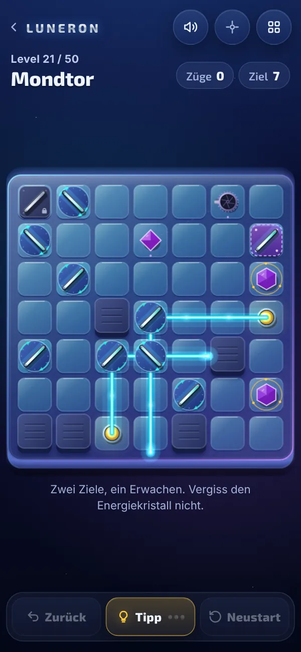 Level 21: zwei Ziele und ein verschiebbarer Spiegel